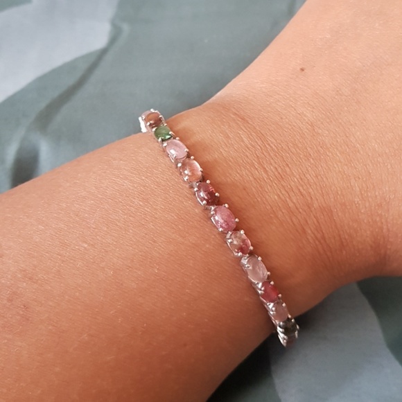 Sterling Silver & Multicolored Gemstone Bracelet - Picture 4 of 4